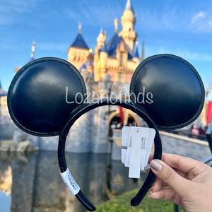 Mickey Mouse black imitation leather ears headband